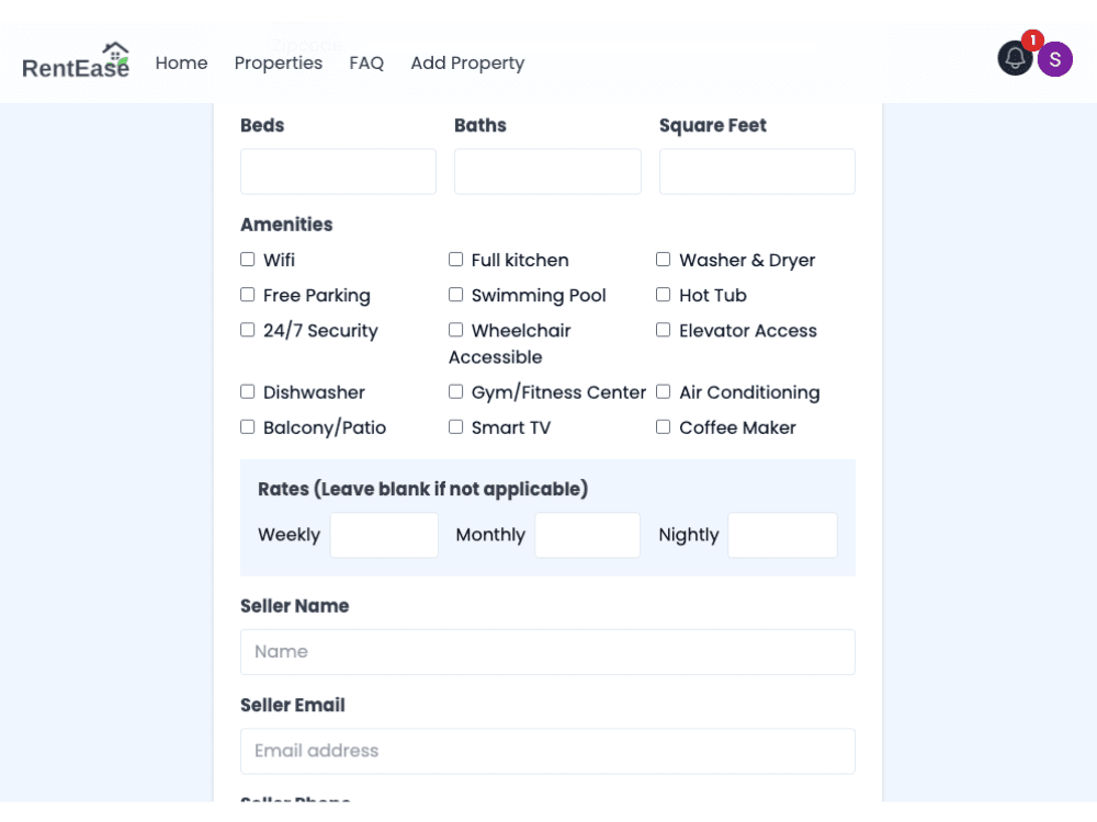 Listing CRUD operations screenshot