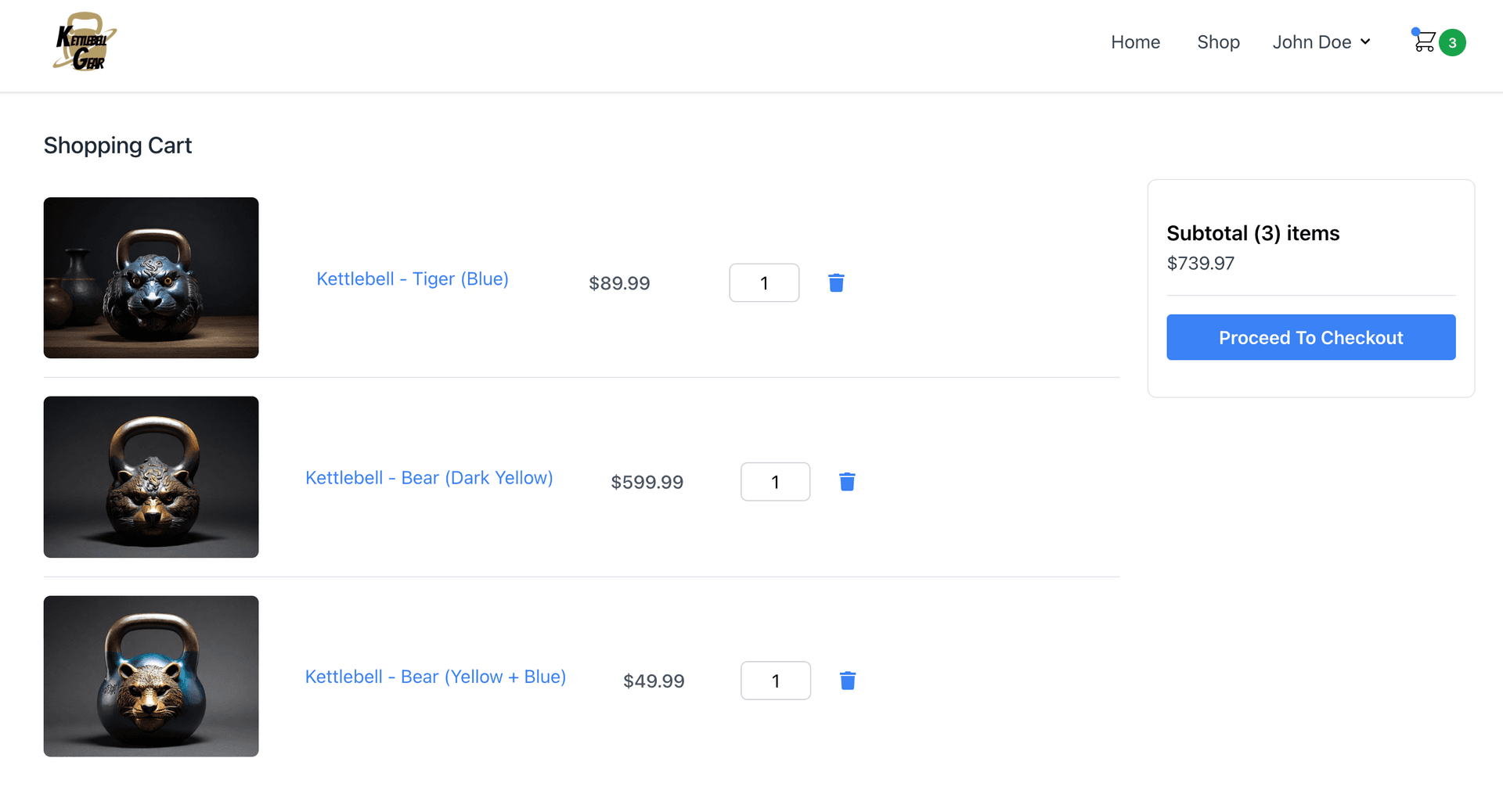 Full shopping cart features screenshot
